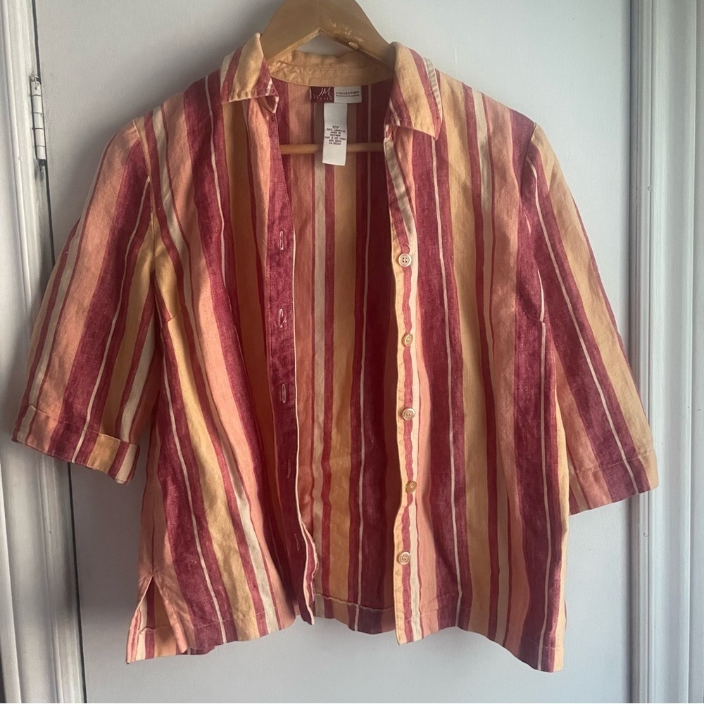 100% Linen Button up Tee size 12P